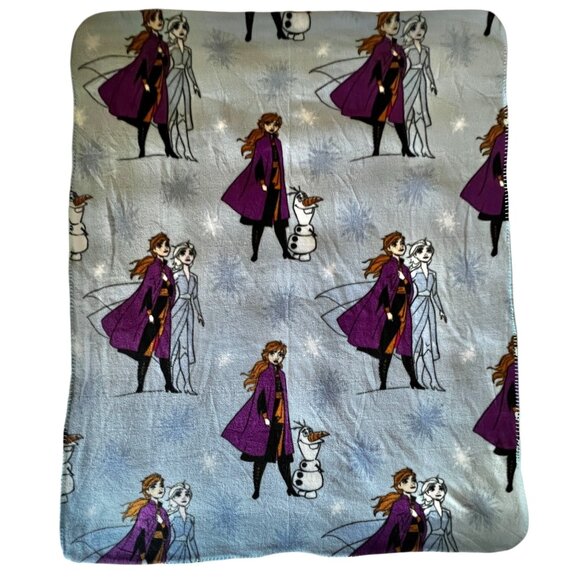 Disney Other - Disney Frozen II Childs Blanket 48" X 42" 100% Polyester Blue Anna Elsa & Olaf